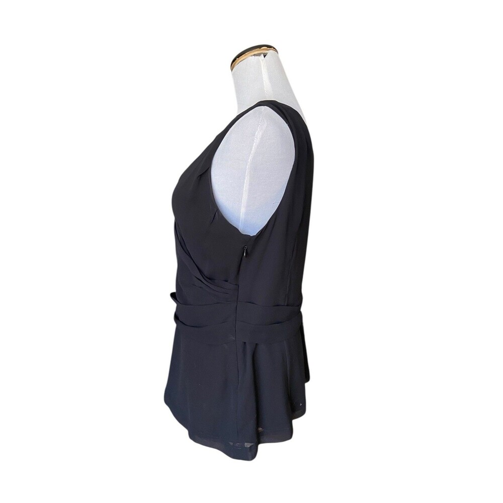 Express‎ Womens Faux Wrap Top Size L Black Lined Fitted Tie Editorial Office - Picture 3 of 13